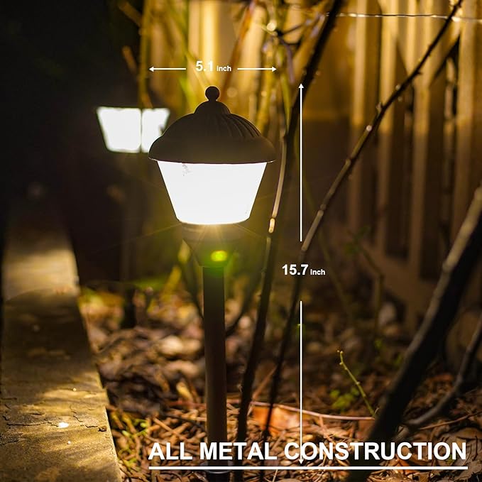 GOODSMANN Pathway Lights 1.5W LED 8PK Outdoor Low Voltage Landscape Lighting Kits 100Lumen Hardwired Path Lights 3000K Warm White Metal 12V Bronze Electric Sidewalk Walkway Light with Cable Connector