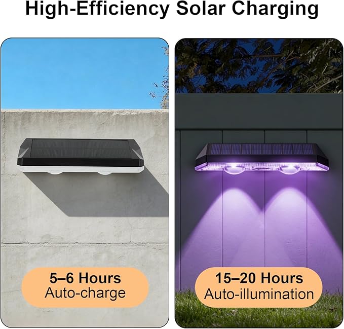 Solar Fence Lights Outdoor Waterproof LED, 13 Lighting Modes, Solar Outdoor Lights Dual Installation IP65 Energy Saving Solar Garden Lights, for Backyard Railings Steps Patio Walls (8)