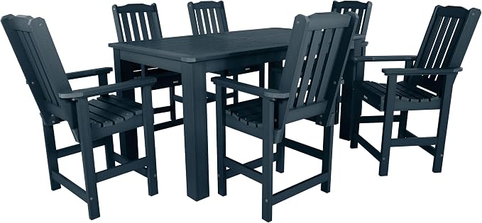 Highwood AD-ST7LH2CO4BA-FBE Lehigh 7pc Rectangular Counter Height Dining Set 72" x 42", Federal Blue