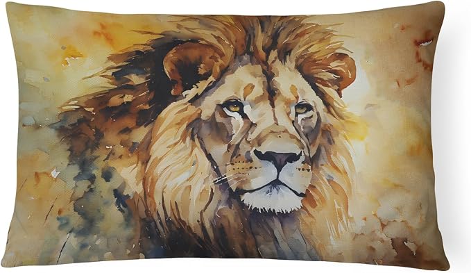 Caroline's Treasures DAC2950PW1216 Lion Throw Pillow Machine Washable, Indoor Outdoor Decorative Pillow for Couch, Bed or Patio, 12HX16W