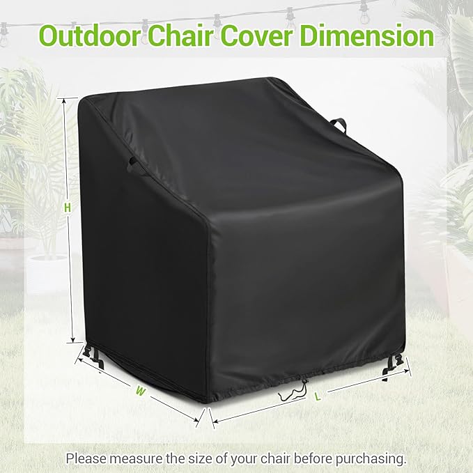 Kasla Patio Chair Cover, Waterproof Heavy Duty Cover for Outdoor Rocking Chair & Papasan Chair & Rattan Wicker Chair & Swivel Chair & Dining Chair & Outdoor Sofa (Black, Custom Cover)