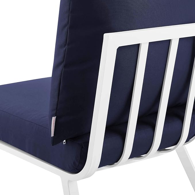 Modway Riverside 5 Piece Outdoor Patio Aluminum Set in White Navy