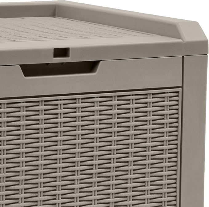 32 Gallon Resin Deck Box Outdoor Storage Box with Lockable Lid, Waterproof Patio Storage Container for Cushions, Garden Tools, 330LB Capacity, Easy Assembly