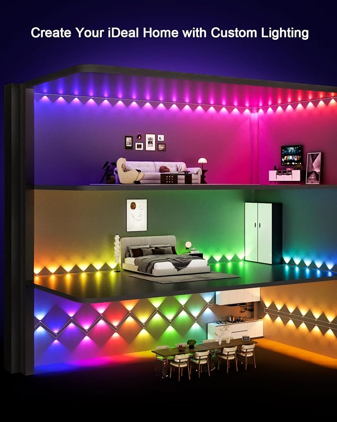 Super RGB Smart Permanent Outdoor Lights, 200FT 120LEDs Color Changing RGB IC Wall Lights, APP & Remote Control, Music Sync, Dynamic Lighting for House, Living Room, Ceiling, Eave Party Xmas Decor