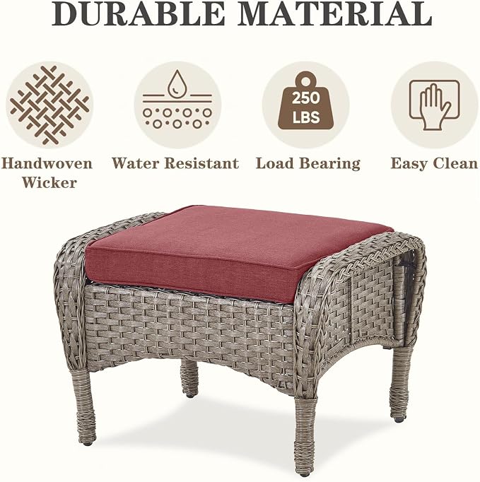 Belord 6 Pieces Wicker Patio Furniture Set - Swivel Rocker Outdoor Chairs with Outdoor Couch and Side Table, All-Weather Patio Conversation Set for Sunroom Backyard Deck