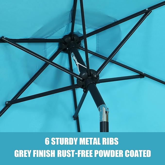 GDY 7.5ft Patio Umbrella Outdoor Umbrella with Tilt, Crank and Umbrella Weighted Base, for Yard/Outdoor/Wedding Parties and Events (Blue)