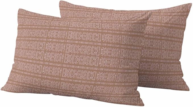 Outdoor Waterproof Throw Pillow Covers Set of 2 Brown Stripes Grain Lumbar Pillowcases 20x12 Inches Solid Color Decorative Pillows Cushion Case Patio Pillows for Couch Bed Chair Garden