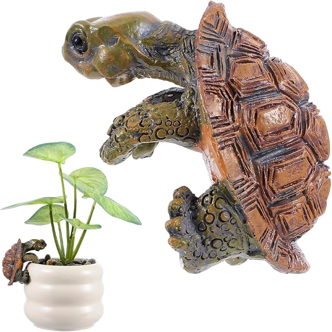 Yolev Turtle Statue Plant Pot Hanger Resin Tortoise Figurine Climbing Turtle Ornament Garden Decor Planter Pots Decorations Turtles Gifts for Yard Garden Ornaments Pot Decoration