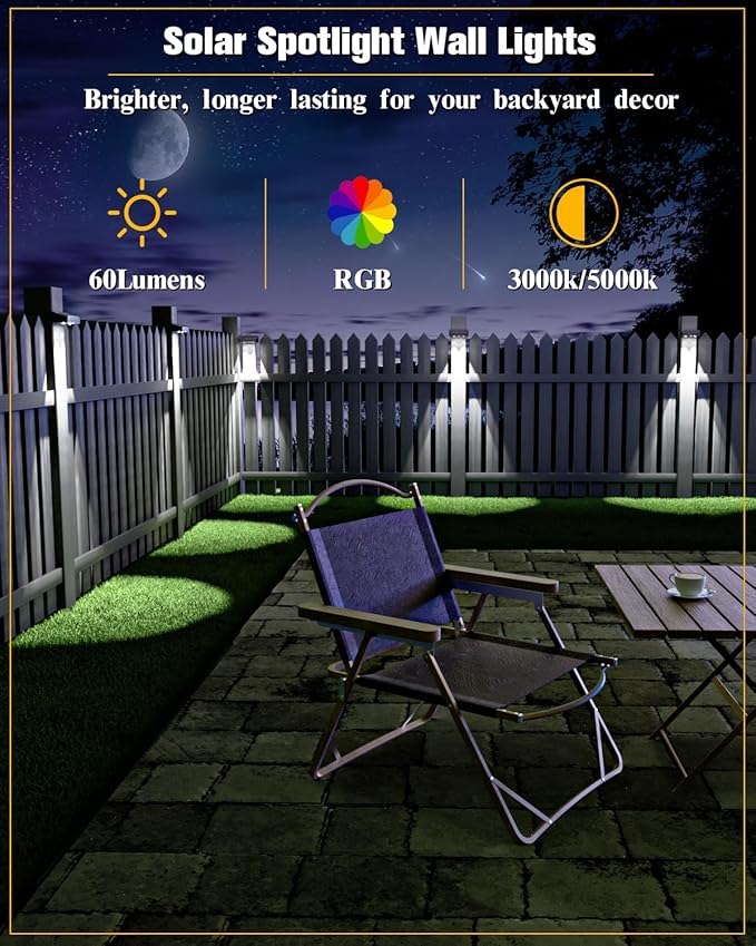 JOFIOS Solar Fence Lights 16 Pack, 50 Lumens Outdoor Solar Lights with 12 Modes RGB Color Glow LED，Waterproof, Solar Lights for Patio, Backyard, Deck, Fence, Railing(White Shell)