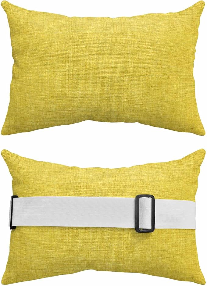 Pack of 2 Outdoor Lumbar Pillow Covers 12x20 Inch, Yellow Burlap Texture Waterproof Throw Pillow Covers Set, Farmhouse Vintage Yellow Indoor&Outdoor Decorative Cushion Cases for Patio Porch Beach