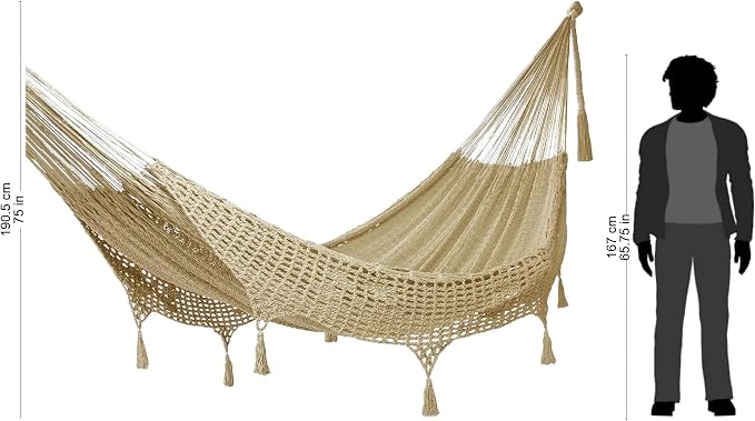 NOVICA Handmade Double Cotton Hammock Hand-Woven in Grey with Thick Tassels, Ideal for Camping and Outdoor Relaxation - 150" L with Hanging Accessories Included, Mirage in Grey'