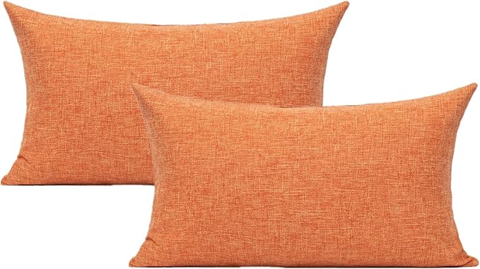 All Smiles Fall Orange 12x20 Lumbar Throw Pillow Covers Set of 2 Farmhouse Pillow Covers Decorations for Sofa Couch Bed Home Decor