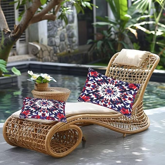 Outdoor Pillows Waterproof Set of 2 Outdoor Pillow Covers 16x24 Inch, Mandala Throw Pillows Bohemian Pillow Covers, Garden Decorative Pillows Outdoor Pillows for Patio Furniture Car Home Decor -hs283