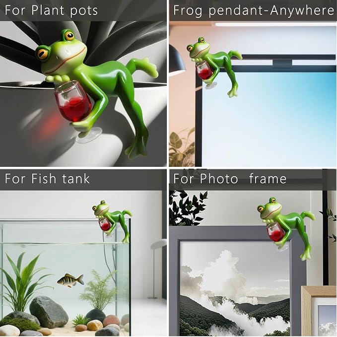 Tipsy Frog Pot Hugger, Waterproof Resin Frog Statue, Cute Miniature Frog Figurines Plant Pot Hanger for Garden, Yard, Home Office Decor, Funny Frog Ornament Gift, 3.94"x2.12"x3.94"