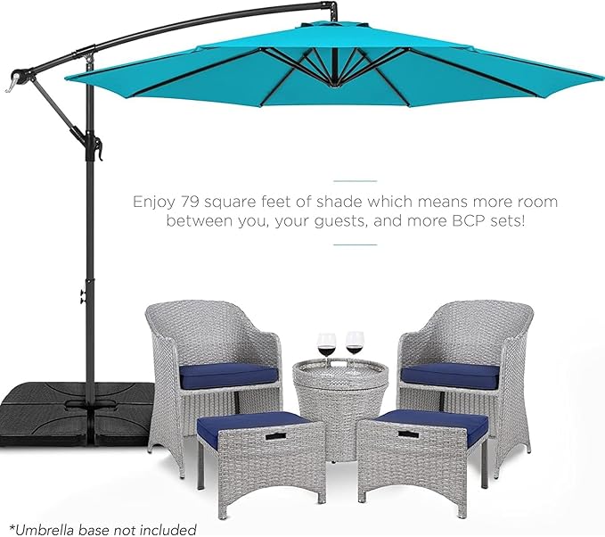 9ft Patio Umbrella Replacement Canopy for 8 Rib, Outdoor Table Market Yard Umbrella Replacement Top Cover (Canopy Only),Lake Blue
