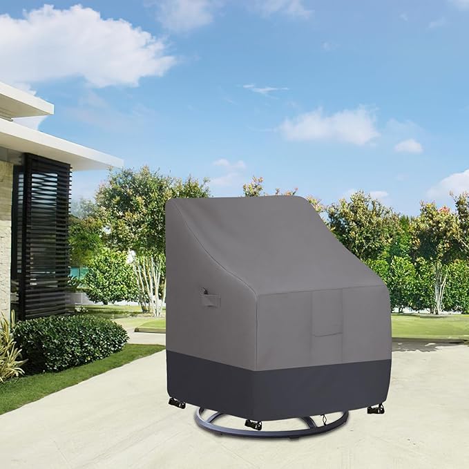 Easy-Going Outdoor Swivel Chair Cover Waterproof, Heavy Duty Patio Chair Cover, Windproof Outdoor Furniture Cover with Air Vent (2 Pack-30Wx34Dx38.5H inch, Gray/Dark Gray)