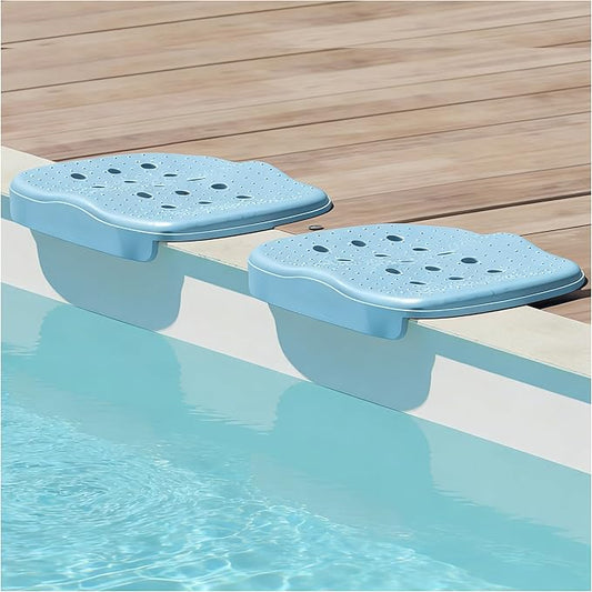 Poolside Seat Cushion, Pool Seat for Edge of Pool, Portable Outdoor Chair Mat with Carry Bag, Non-Slip & Quick-Drain for Swimming Pool, Patio, Deck, Hot Tub Bench (Blue, 2 PC)