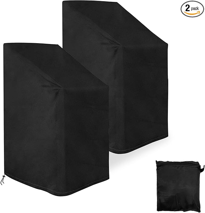 AGOOBO 2 Pack Patio Chair Covers Waterproof, Outdoor Chair Covers Waterproof UV Protection Furniture Cover with Pouch(29 x 29 x 47-1/4 inch,Black)