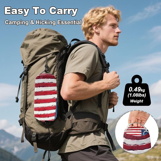 Betsy Ross Flag Hammocks with Portabl Carry Bag Rope Hammock for Outside Patio Garden