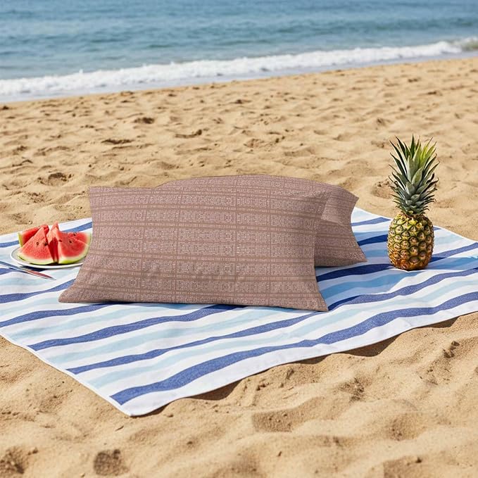 Outdoor Waterproof Throw Pillow Covers Set of 2 Brown Stripes Grain Lumbar Pillowcases 20x12 Inches Solid Color Decorative Pillows Cushion Case Patio Pillows for Couch Bed Chair Garden