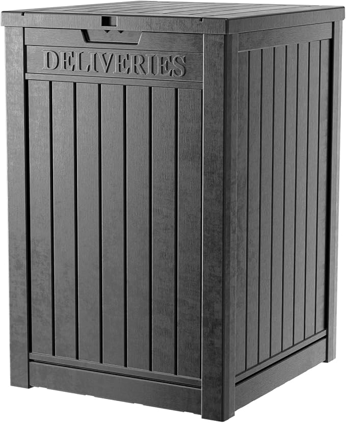 Large Package Delivery Boxes for Outside Waterproof Parcel Drop Storage Box UV Resistant Resin Lockable Secure for Outdoor Porch Patio (Beige)
