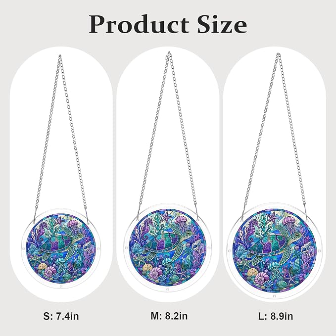 Acrylic Puzzle Suncatcher, Sun Catchers Puzzle for Window Hanging | 8.2 Inch Coastal Turtle DIY Suncatcher Puzzle for Adults, Ideal Gifts for Women, Men, Wife, Mom, Home & Garden Decor