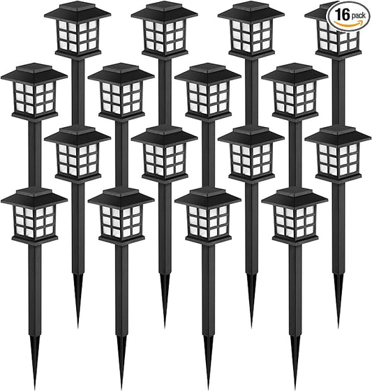 GIGALUMI Solar Lights Outdoor Waterproof 16 Pack, LED Garden Decor | Warm White LED Solar Garden Lights Outdoor Decor, 8 Hours of Landscape Lighting for Garden