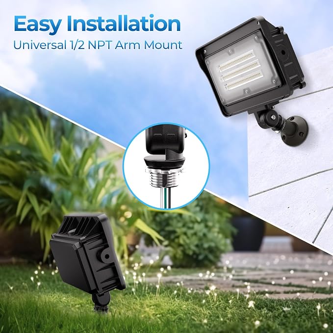 CINOTON 50W 7000LM LED Flood Lights Outdoor, 5000K, ETL Listed, 2 Pack | IP65 Waterproof Exterior Security Wall Pack with 180°Knuckle, 100-277V Outside Aluminum Fixture for Garage Garden Landscape