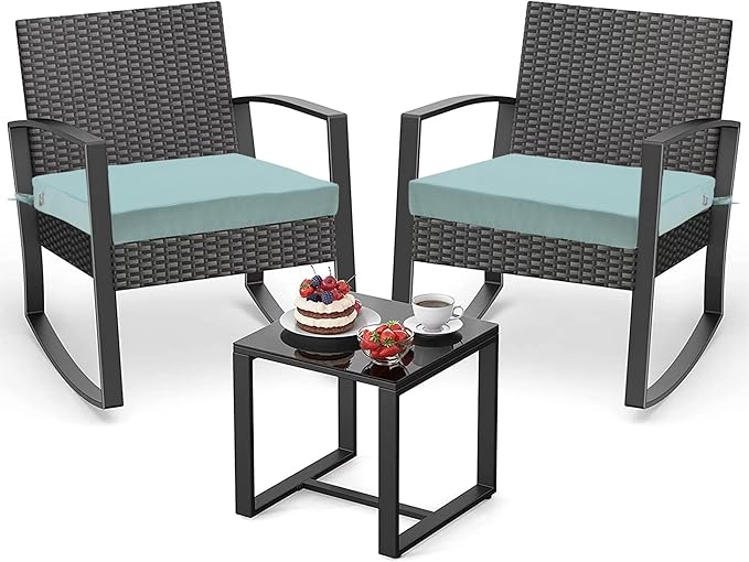 FUNHOME Outdoor Chair Cushion Covers 2 Pack, No Insert! Patio Cushion Covers Replacement 24" x 22" x 4", Water Resistant Patio Chair Cushion Slipcovers, Aqua Leala(Covers ONLY)
