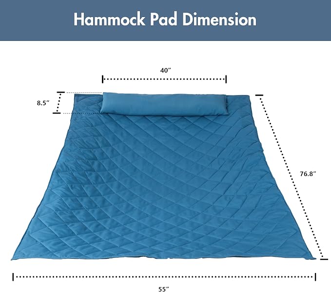 ANOW Outdoor Hammock Pad and Pillow Set Only, Heavy Duty Hammock Pad, Blue