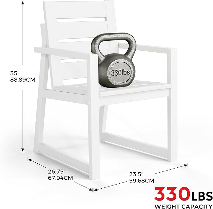 Costaelm Stinson HDPE Plastic Outdoor Patio Dining Arm Chair, White