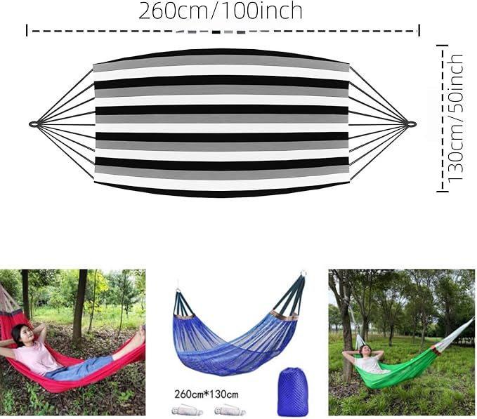 Portable Camping Hammock, Cool Ice Silk Mesh Hammocks with Tree Straps Carry Bag, Single Hanging Sturdy Hammock for Travel Patio Garden. Up to 550lbs. Green A