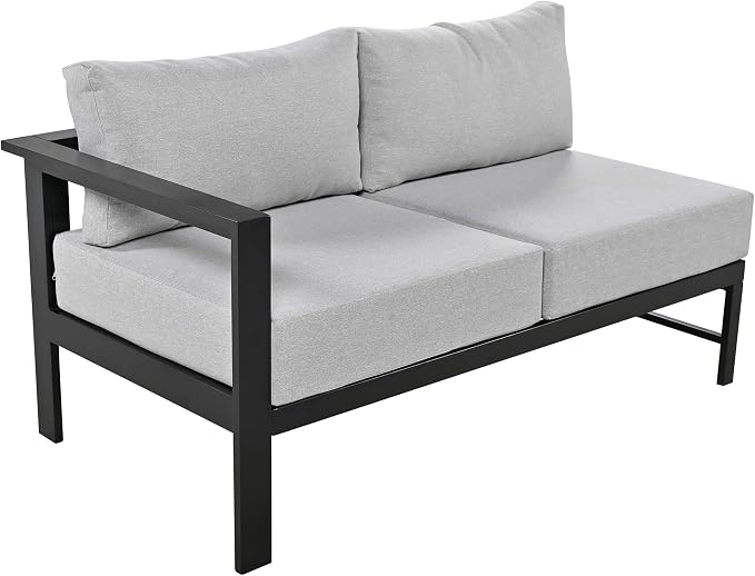JIVOIT Multi-Person Outdoor Sofa Set, U-Shaped Aluminum Outdoor Sofa Set with Thick Cushions and Backrests, Modular Patio Sofa Set for Gardens, Backyards, and Balconies (Grey * 069)