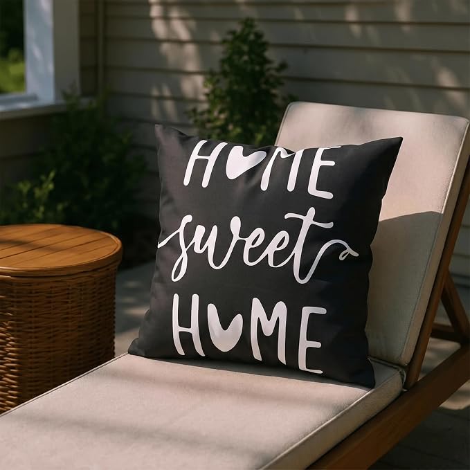 Adabana Outdoor Waterproof Floral Pillow Covers 18x18 Set of 4, Sweet Home | Waterproof Fabric Floral and Stripe Design for Patio, Couch, Garden Decor