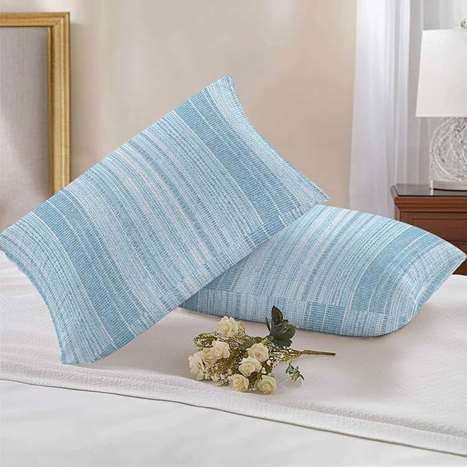 Abstract Blue Outdoor Pillow Covers 20"x12" Set of 2, Rustic Farmhouse Minimalist Blue Vertical Striped Lines Waterproof Throw Pillow Covers for Patio Furniture, Decorative Cushion Covers for Porch