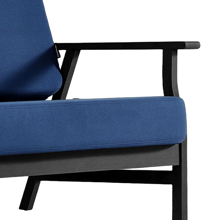 3 Pieces Patio Furniture Sets, Black Wood Outdoor Sectional Furniture with Coffee Table, 5 Seats Patio Sofa Couch Conversation Set for Backyard Deck - Navy
