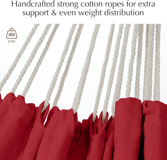 PNAEUT Double Hammocks for Outside, Replacement Outdoor Tree Hammock for Indoor Patio Porch Garden (Cherry, Medium)
