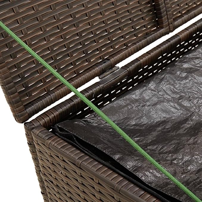 Brown Rattan Outdoor Storage Box 29.5"x31.5"x23.2" 291L Steel Frame UV Rain Resistant for Garden Patio Pool