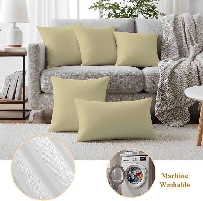 Outdoor Pillow Covers 26 x 26 Inches, Yellow Solid Color Waterproof Throw Pillow Cover Set of 2, Aesthetics Contemporary Luxury Decorative Square Cushion Covers for Patio/Couch/Garden
