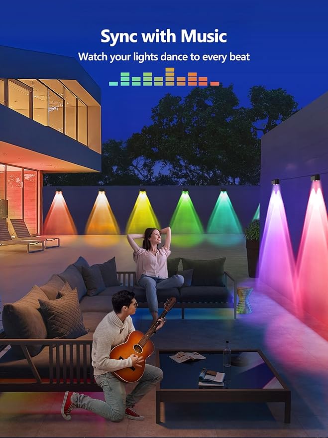 Brizled Smart RGBCW Fence Lights Outdoor, Red White Blue Deck Lights APP Controlled Compatible with Alexa & Google Home, Music Sync Fence Lighting for July 4th Garden Backyard Yard, 72.18ft 12 Pack