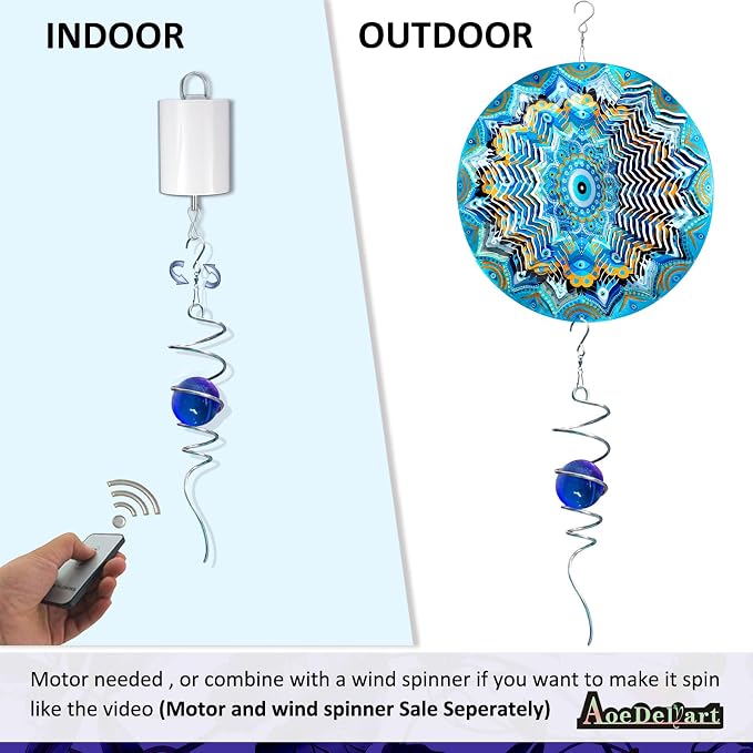 Aoedelyart Wind Spinner Tail Gazing Ball Spiral Tail Wind Spinner Stabilizer Sun Catcher Visual Illusion in Spinning Yard Art Decor,Indoor Outdoor Garden Decoration Wind Sculptures-13 in(Dark Blue)