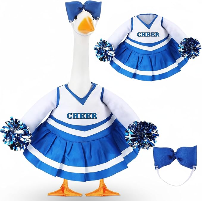 2 Pcs Cheerleader Porch Goose Outfit Clothes Cheerleading for 23" Goose Costume Garden Yard Outdoor Decorations