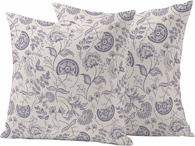 Outdoor Pillow Covers 26x26 Set of 2, Purple Fruit Waterproof Patio Throw Pillow Covers for Couch Sofa Chair, Country Retro Floral Botanical Plant Decorative Pillowcases for Throw Pillows