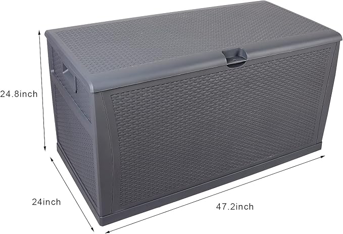 120gal Outdoor Storage Deck Box Weatherproof, 460L Grey Deck Box-Organization and Storage for Patio Furniture Outdoor Garden Tools Pool Accessories Perfect for Storing Grill Stuff 47"L x 24"W x 24.8"H