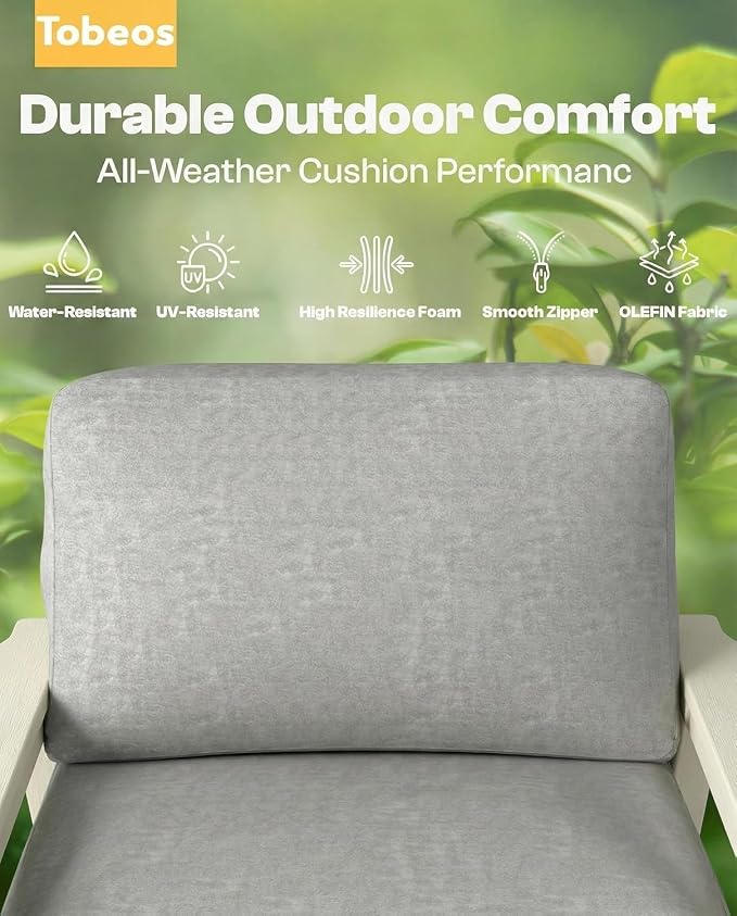 HDPE Patio Furniture Set 8 Seats, Outdoor Couch with Washable Thick Gray Cushions & Side Table, Outdoor Sectional Furniture for Backyard, Deck, Lawn, Porch (White Frame)