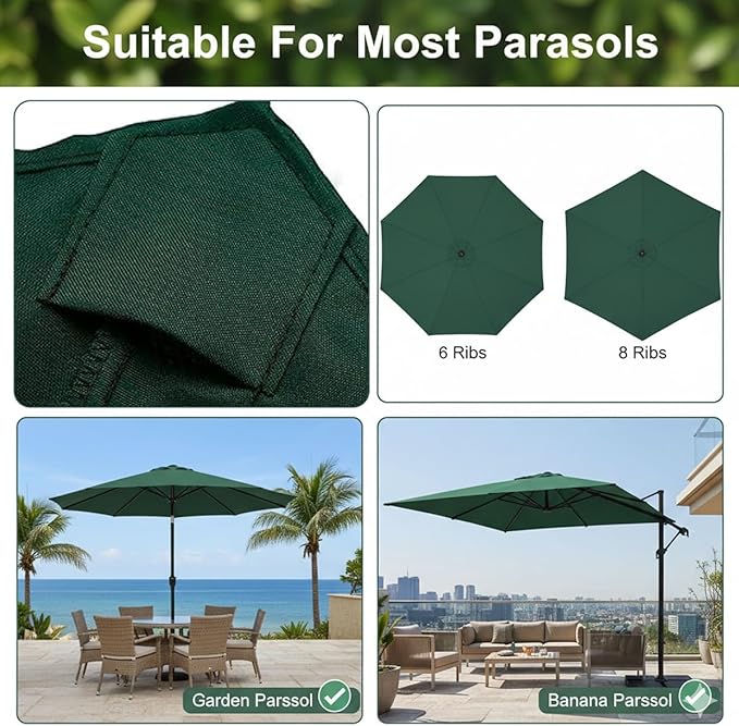 Outdoor Umbrella Replacement Canopy, 6 Ribs 8 Ribs Patio Umbrella Replacement Top Cover, 6.6ft 9 ft 10ft 13ft Waterproof Umbrella Top Canopy Fabric Replacement Canvas(Coffee,8.2FT 6-Ribs)