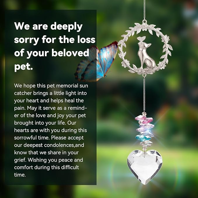 Loss of Cat Sympathy Gifts, Cat Memorial Suncatcher, Cat Remembrance Gift | Thoughtful Pet Passing Away Bereavement Gift