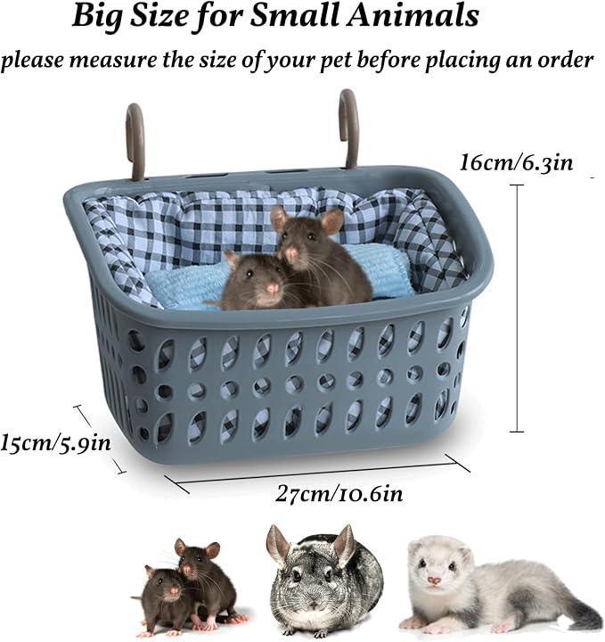 JWShang 2 Big Rat Hammocks for Cage Chew Proof, Rat Warm Bed, Small Animal Hanging Hammock, Rat Cage Accessories for Small Animals Rat, Mouse, Guinea Pig, Chinchilla, Sugar Glider, Ferret