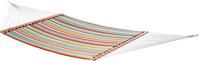 Vivere Quilted Polyester Fabric Double Hammock with Spreader Bars - 450 lb Capacity (Ciao)