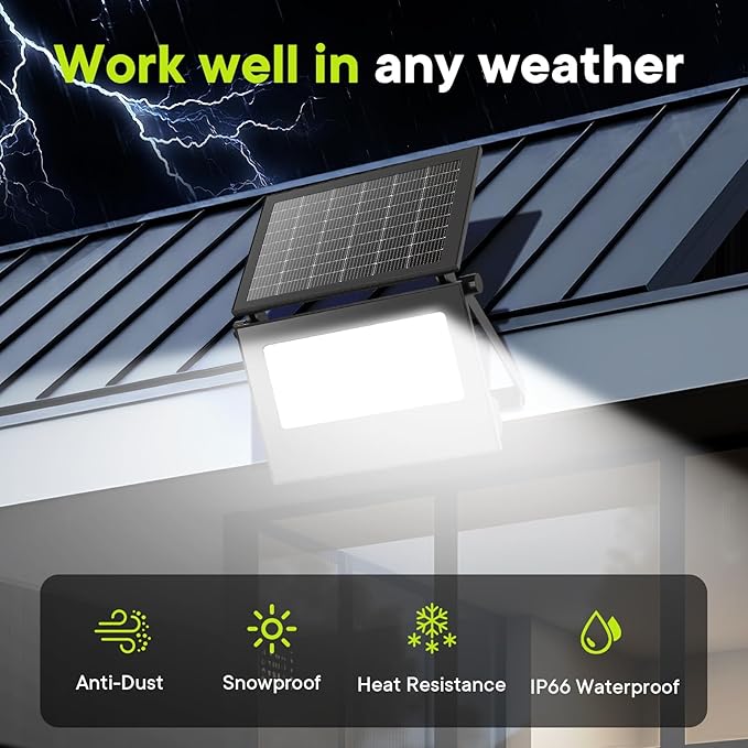 Solar Motion Lights Outdoor, Dual Color Temperature 3-Mode Lighting Wall Spotlight with Remote Control,IP66 Security Flood Light Outdoor Waterproof,Solar Floodlights for Patio Garden Garage, 4 Pack